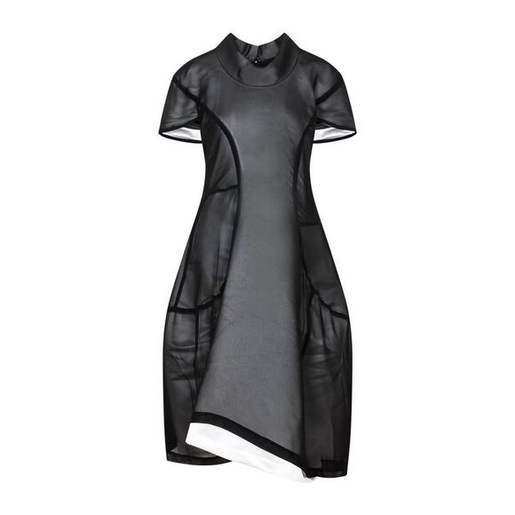 COMME DES GARCONS Asymmetrical Sheer Overlay Dress Women BLACK Dresses
